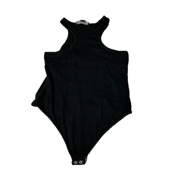 All Saints Womens Jamie Bodysuit Sleeveless High Neck Racerback Ribbed Black 6 - Picture 2 of 8